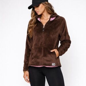 The North Face Womens Fleece Half Zip Pullover Brown Pink Size Medium